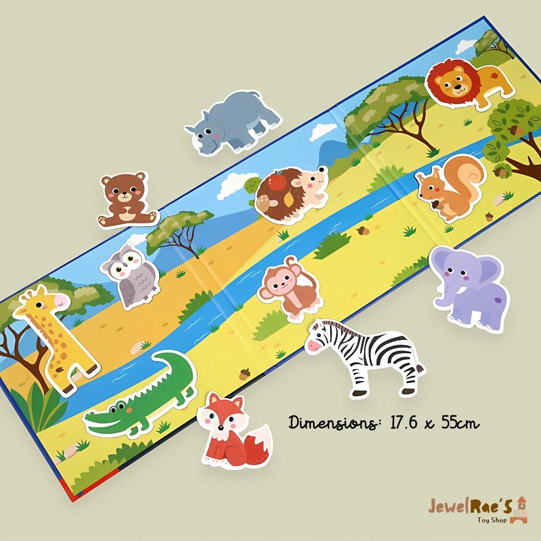 Magnetic Sticker Quiet Book for Kids Animals (Category: Children's Books) located in Quezon City. Submitted by jewelraestoyshop (Listing ID 1392107621, Image 2). Description: 📚 JewelRae's Magnetic Sticker Quiet Book for Kids Categories: 🦁Wild Animals 🦖Dinosaurs 🐮Farm Animals 🐟Ocean Life 🚗Transportation Dimensions: 17.5 x 55cm ✨ Early Education Puzzle Sticker Book ✨ This unique book is designed for early education, featuring a puzzle sticker
