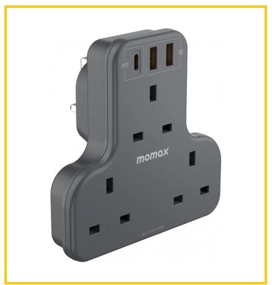 MOMAX 3位T型插座 ONEPLUG 3-OUTLET T-SHAPED EXTENSION SOCKET WITH USB US6UKW ...