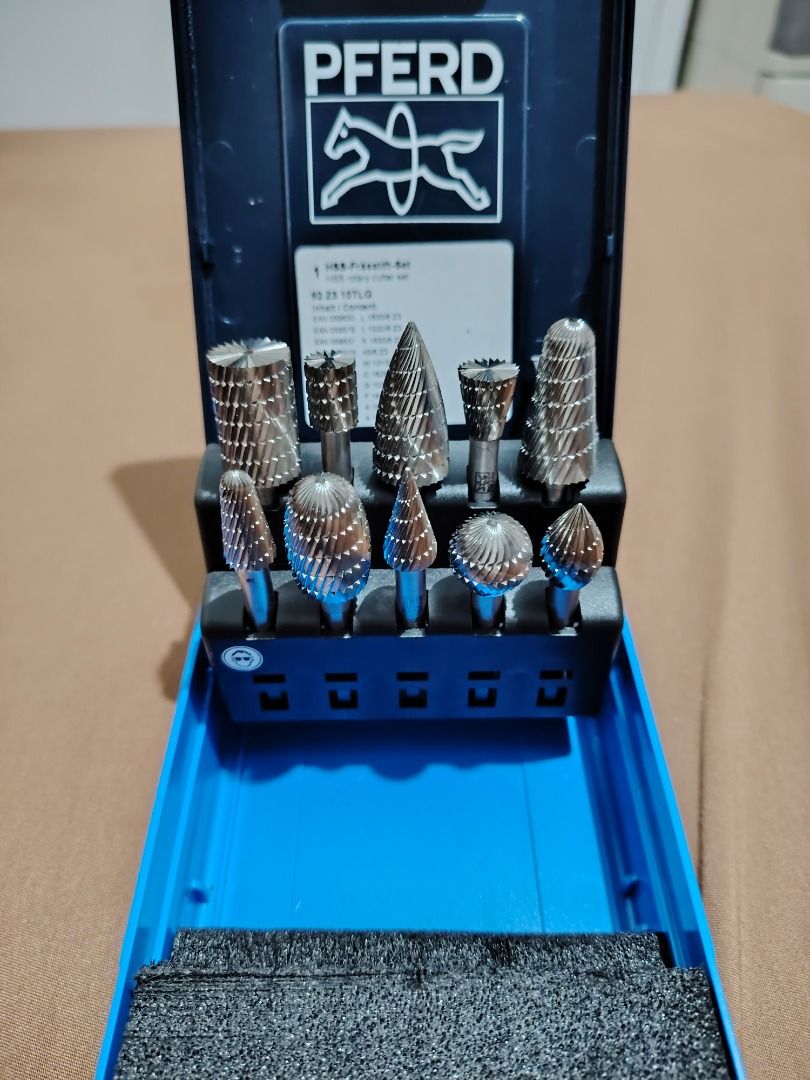 PFERD HSS Rotary Cutter Set (Category: Construction Tools & Equipment) located in Caloocan City. Submitted by hersscherk30564 (Listing ID 1392117179, Image 1). Description: For Sale P10,000 PFERD HSS Rotary Cutter Set - 10pcs HSS milling pens - 6mm Shank diameter Originally bought from Germany for €250 or 15,000php+.