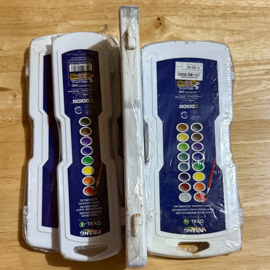 Prang Oval 8 & Oval 16 Watercolor (Category: Craft Supplies & Tools) located in Santa Cruz. Submitted by pom_pocco (Listing ID 1392027598, Image 3). Description: oval 8 - 295 sealed oval 16 - 575 *2 stocks avail 1 sealed 1 unsealed all completely unused but with removable stains on outer container.