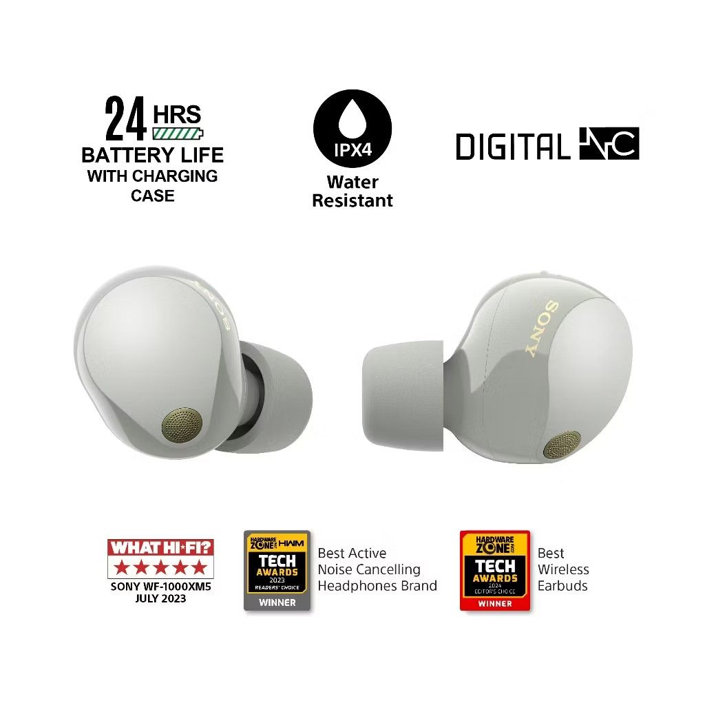 Sony WF-1000XM5 Wireless Earbuds - Best Active Noise Cancelling, Audio