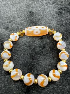 10mm Tiger Tooth + 13mm Lightning Five-Eye Dzi Beads Bracelet (Free SF Express Locker for Orders Over $500)64218662273026110