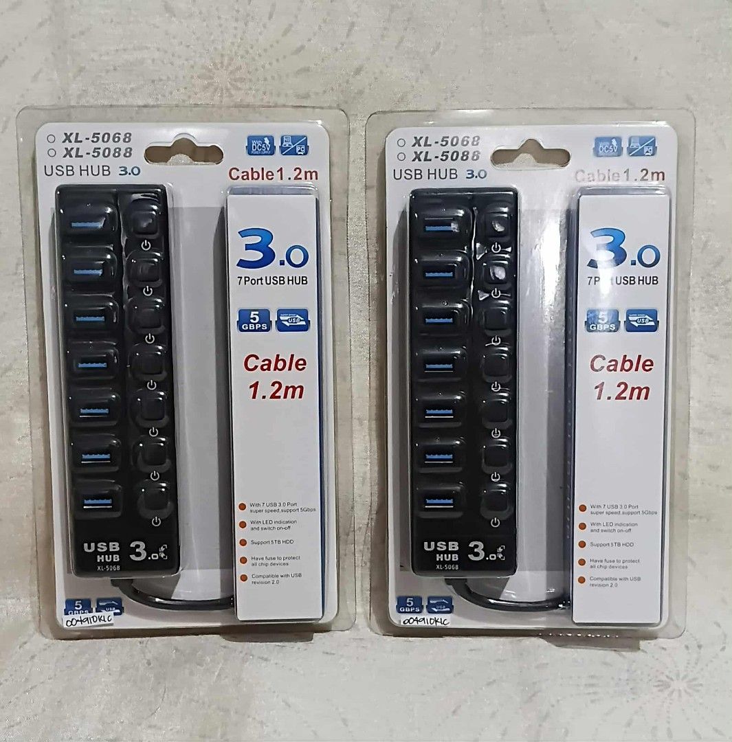 7-Port USB 3.0 Hub with 1.2m Cable - High-Speed Data Transfer (5Gbps) (Category: Electrical, Adaptors & Sockets) located in Manila. Submitted by chinggayg.190 (Listing ID 1392198331, Image 3). Description: 7-Port USB 3.0 Hub with 1.2m Cable - High-Speed Data Transfer (5Gbps) Condition: New Model: XL-5068 / XL-5088 Description: Maximize your connectivity with this 7-port USB 3.0 hub, perfect for expanding your computer’s USB capabilities. It offer
