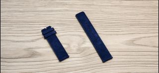 未使用品 NOS 全新深藍色麂皮錶帶 strap 20mm 合 Rolex64214073144579110
