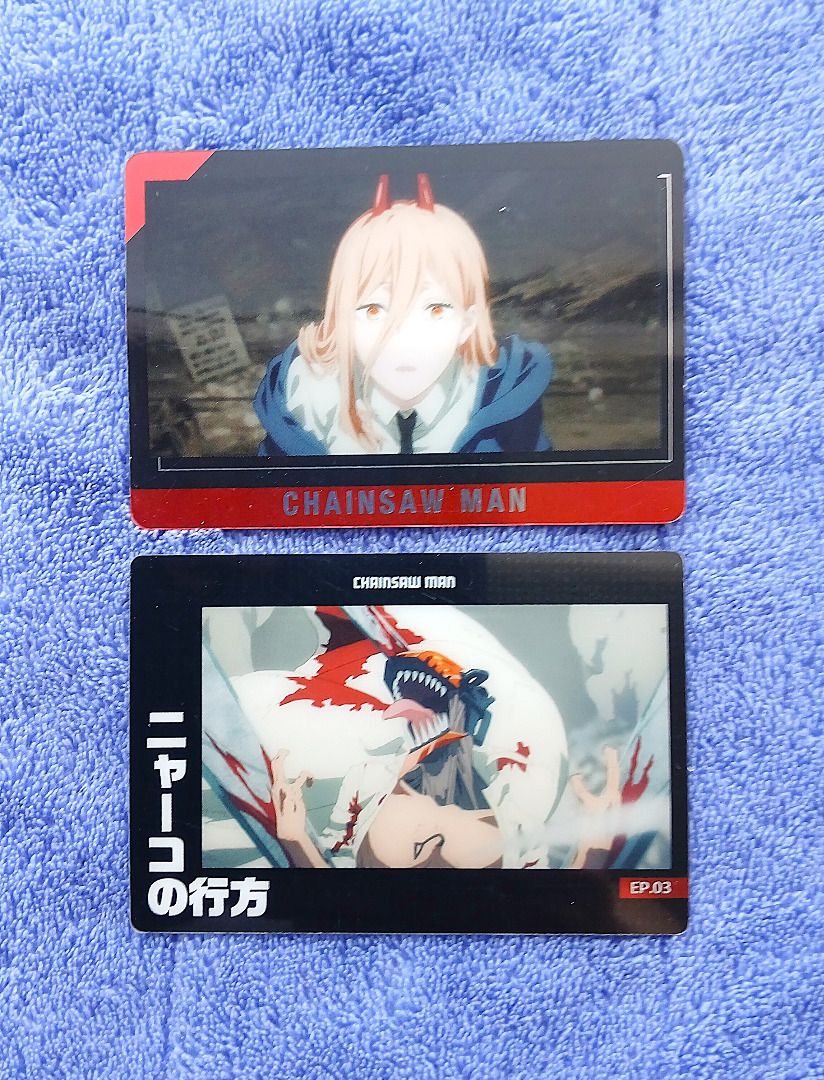 Chainsaw Man Power 2pc Anime Wafer Card Set 1 (Category: Raw Singles) located in Iloilo. Submitted by jrmagallanes78 (Listing ID 1392170392, Image 1). Description: 2 wafer cards are unsealed and in VERY GOOD condition with minor defects/damage and scuffs as seen in images 5-8. 1 card has a warped condition (image 7-8). Anime: Chainsaw Man Character: Power.