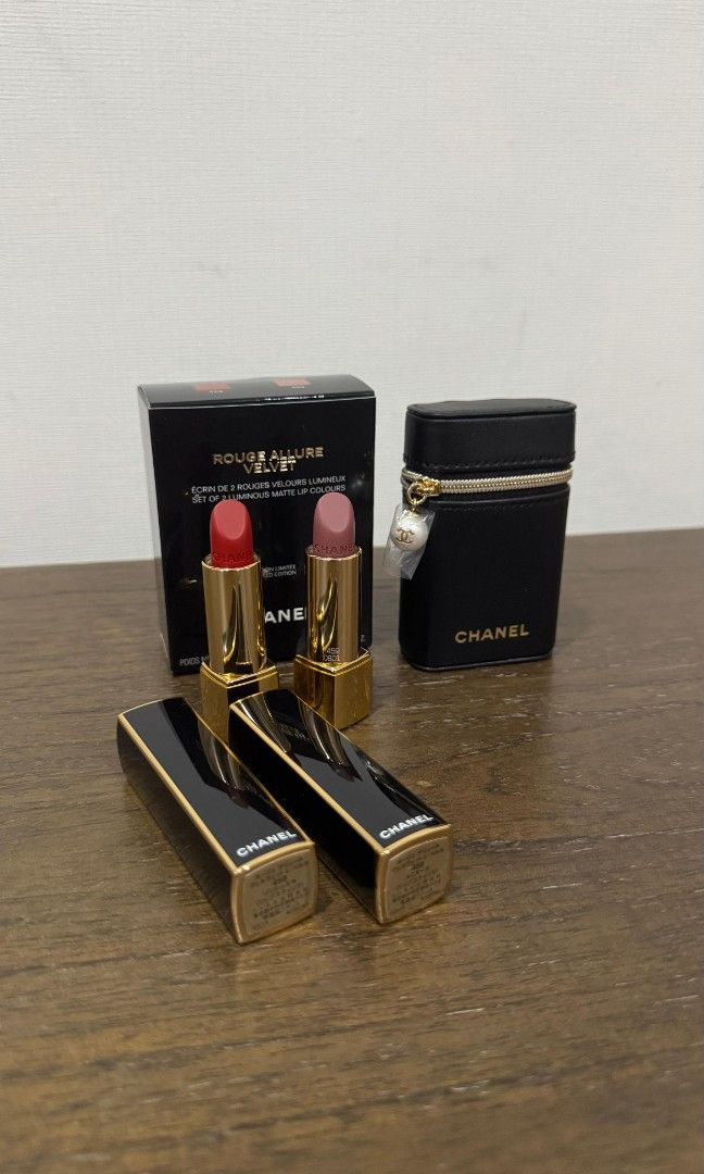 Les Perles Chanel Lipstick Set With Bag ROUGE ALLURE VELVET LES