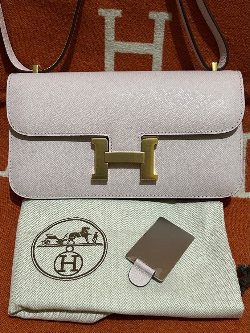 Constance Elan - Mauve Pale Epsom/ GHW (Category: Luxury Bags & Wallets) located in Manila. Submitted by rl_lux (Listing ID 1392269827, Image 1). Description: Hermes Constance Elan Epsom leather/ Mauve Pale/ GHW Inclusions: Mini mirror and Dustbag.