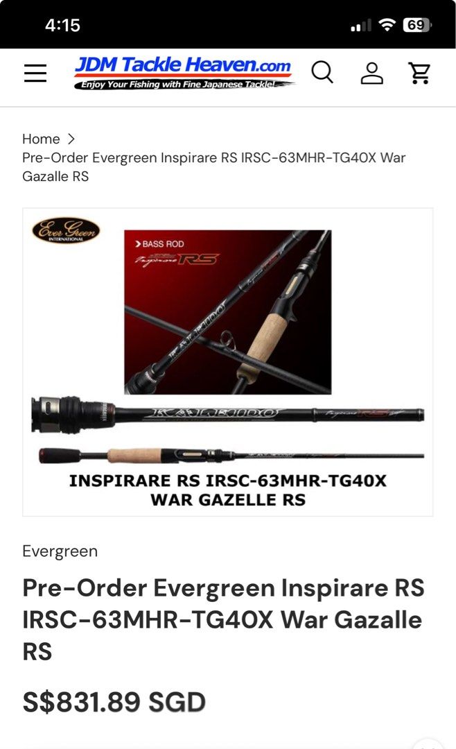 Caña De Pescar Evergreen Kaleido Inspirare The Giant Dire Wolf RS IRSC 611xxxhr Sxf