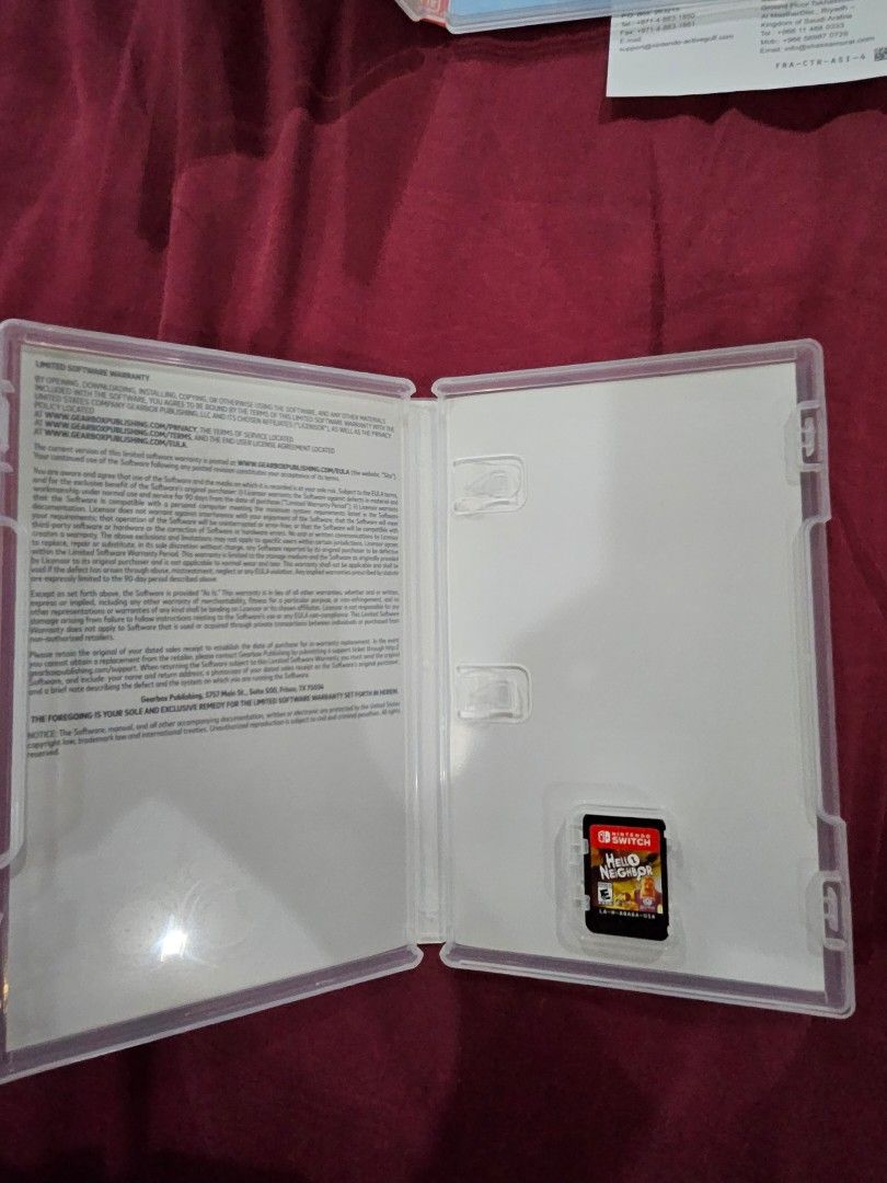Hello Neighbor Nintendo Switch game (Category: Nintendo) located in San Juan City. Submitted by irene.lim2 (Listing ID 1392259771, Image 2). Description: Authentic Hello Neighbor Nintendo Switch game physical cartridge. Sold as is. No issues. Shipping or delivery fee on account of the buyer. location: greenhills.