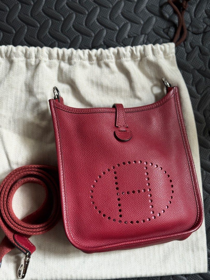 Hermes Evelyne TPM (Category: Luxury Bags & Wallets) located in Quezon City. Submitted by cheekbuns (Listing ID 1392151037, Image 3). Description: - Authentic pre-loved Hermes Evelyne TPM - Purchased in Paris in 2019. Maroon color, includes dustbag and paperbag. - Delivery to be shouldered by buyer. - MOP: Bank transfer or Gcash. - RFS: Decluttering.