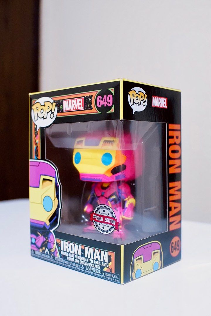 IRON MAN Blacklight Special Edition Funko Pop! (Category: Designer & Blind Box Toys) located in Las Pinas. Submitted by kylecamille (Listing ID 1392183262, Image 2). Description: FOR SALE! Iron Man Blacklight Special Edition (#649) ₱1,000 With protector MOP: GCash/Maya/Bank Transfer Shipping: LBC/J&T/Grab/Lalamove (Fee shouldered by Buyer) Loc.:📍 Las Piñas .