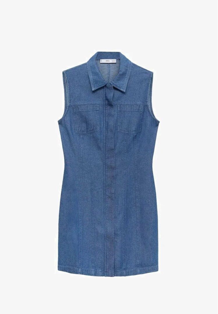 Mango Sleeveless Denim Dress (Category: Dresses) located in Pasig City. Submitted by lbclosetcleanup (Listing ID 1392226322, Image 3). Description: Mango Sleeveless Denim Dress Used once ₱2995 on website.