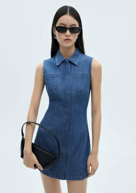 Mango Sleeveless Denim Dress (Category: Dresses) located in Pasig City. Submitted by lbclosetcleanup (Listing ID 1392226322, Image 1). Description: Mango Sleeveless Denim Dress Used once ₱2995 on website.