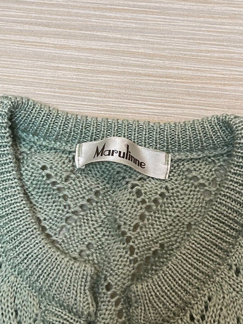 Marulinne Sage Green knitted Outer top (Category: Coats, Jackets and Outerwear) located in Bacoor. Submitted by loopandlabelph (Listing ID 1392153663, Image 2). Description: Preloved - Manage your expectations (will state issues of the item) XS Color may vary due to lighting Prices are NEGOTIABLE! Send message for negotiations and more informations (when worn photos) MOP: Gcash | BPI MOD: Meet-up SM Bacoor | JNT | Grab | LBC | Lalamove.