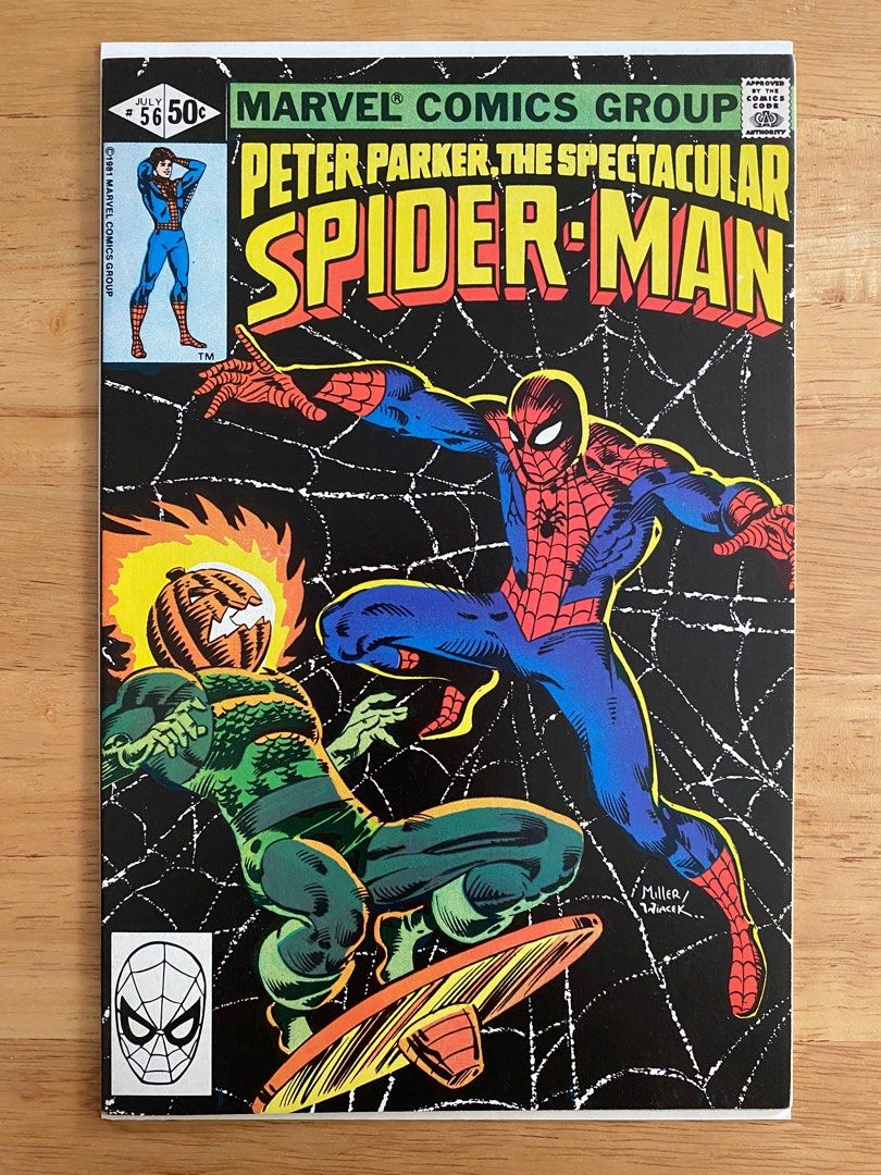 Peter Parker The Spectacular SPIDER-MAN #56 (1981) (Category: Comics & Manga) located in Paranaque City. Submitted by electrobasshead (Listing ID 1392170469, Image 1). Description: 🔑 Jason Macendale as Jack O’Lantern encounters Spider-Man for the first time 🔑 Cover art by legendary comic book artist and writer Frank Miller * Condition: VF.