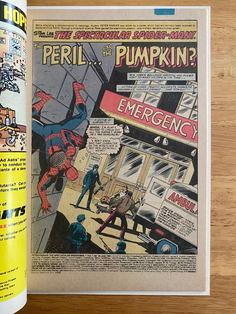 Peter Parker The Spectacular SPIDER-MAN #56 (1981) (Category: Comics & Manga) located in Paranaque City. Submitted by electrobasshead (Listing ID 1392170469, Image 2). Description: 🔑 Jason Macendale as Jack O’Lantern encounters Spider-Man for the first time 🔑 Cover art by legendary comic book artist and writer Frank Miller * Condition: VF.