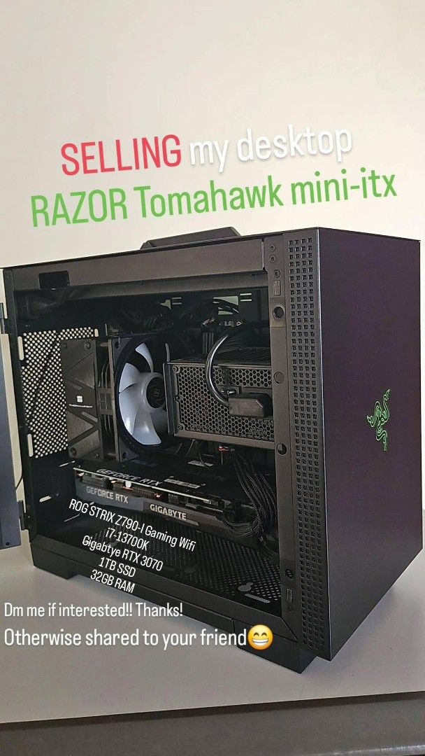 Razer Tomahawk Mini-ITX Gaming PC RTX 3070, Computers Tech