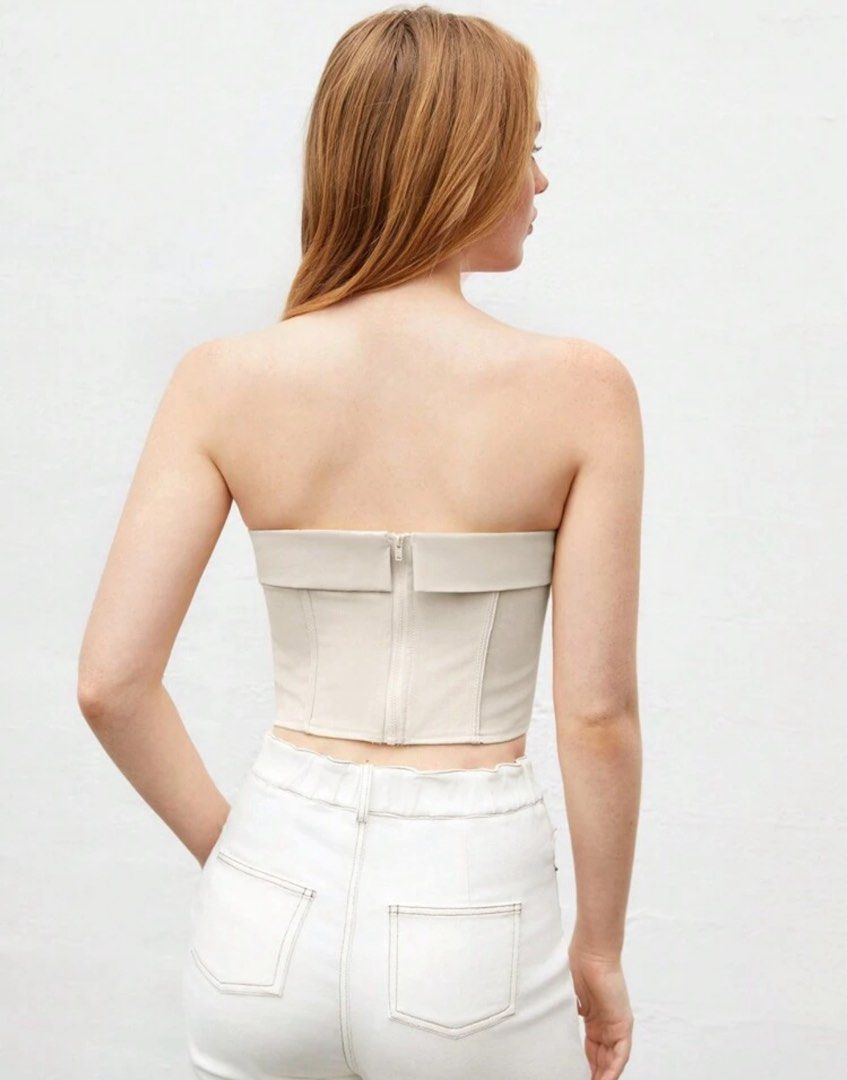 SHEIN Bandeau Fitted Top (Category: Others Tops) located in Pagadian. Submitted by kcmph (Listing ID 1392141572, Image 3). Description: Used once like new Size XS Slightly stretchable Ganda ng Fit😍.