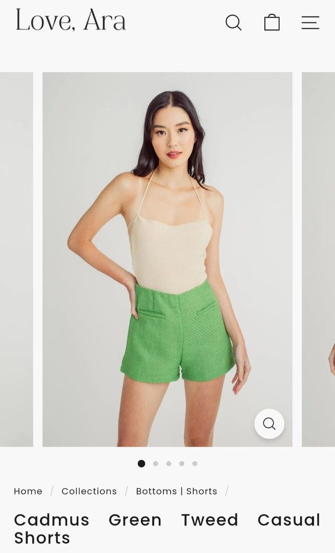 Tweed Casual Shorts (Category: Shorts) located in Manila. Submitted by geederoca (Listing ID 1392152904, Image 1). Description: Brand New Love, Ara Cadmus Green Tweed Casual Shorts size SMALL Zipper on side bought it on sale just tried it, still in it's original packaging rfs too small ideal waist 25-26.