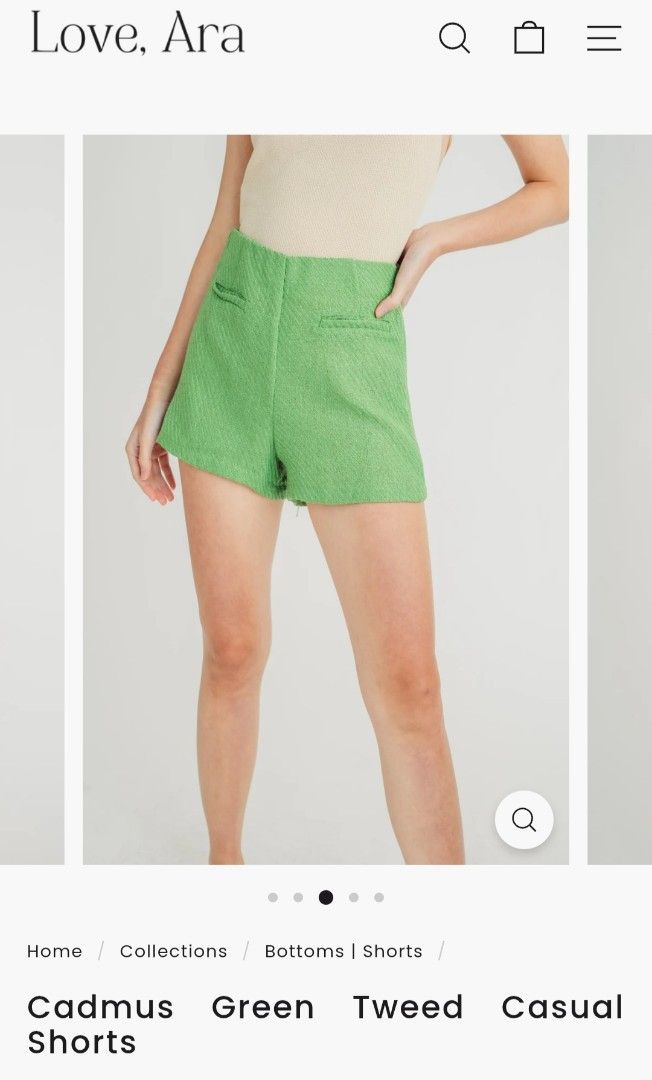 Tweed Casual Shorts (Category: Shorts) located in Manila. Submitted by geederoca (Listing ID 1392152904, Image 2). Description: Brand New Love, Ara Cadmus Green Tweed Casual Shorts size SMALL Zipper on side bought it on sale just tried it, still in it's original packaging rfs too small ideal waist 25-26.