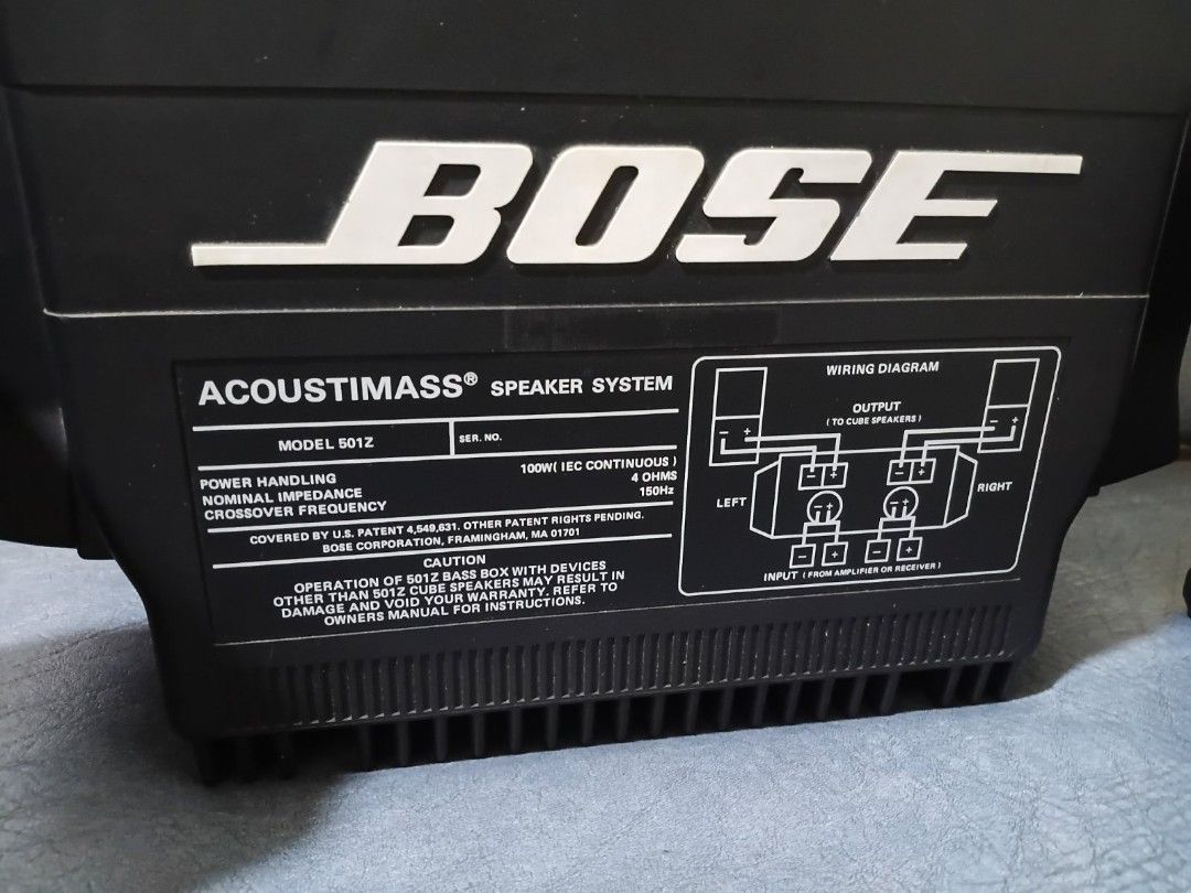Vintage speaker "BOSE" acoustimass 501z (Category: Soundbars, Speakers & Amplifiers) located in Manila. Submitted by alazlam (Listing ID 1392190821, Image 2). Description: for sale original BOSE Acoustimass 501z tested working 90-95% smooth first owner / personal used impedance : 4 ohms 10 - 200 watts per channel L 13" x W 6.5" x H 20" location : tondo manila MOP : gcash shipping at buyers expense.