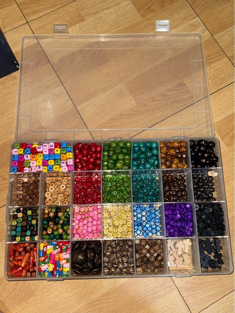 Wooden Beads (Category: Craft Supplies & Tools) located in Quezon City. Submitted by elizahao (Listing ID 1392225140, Image 1). Description: 400- wooden beads 500- with organizer.