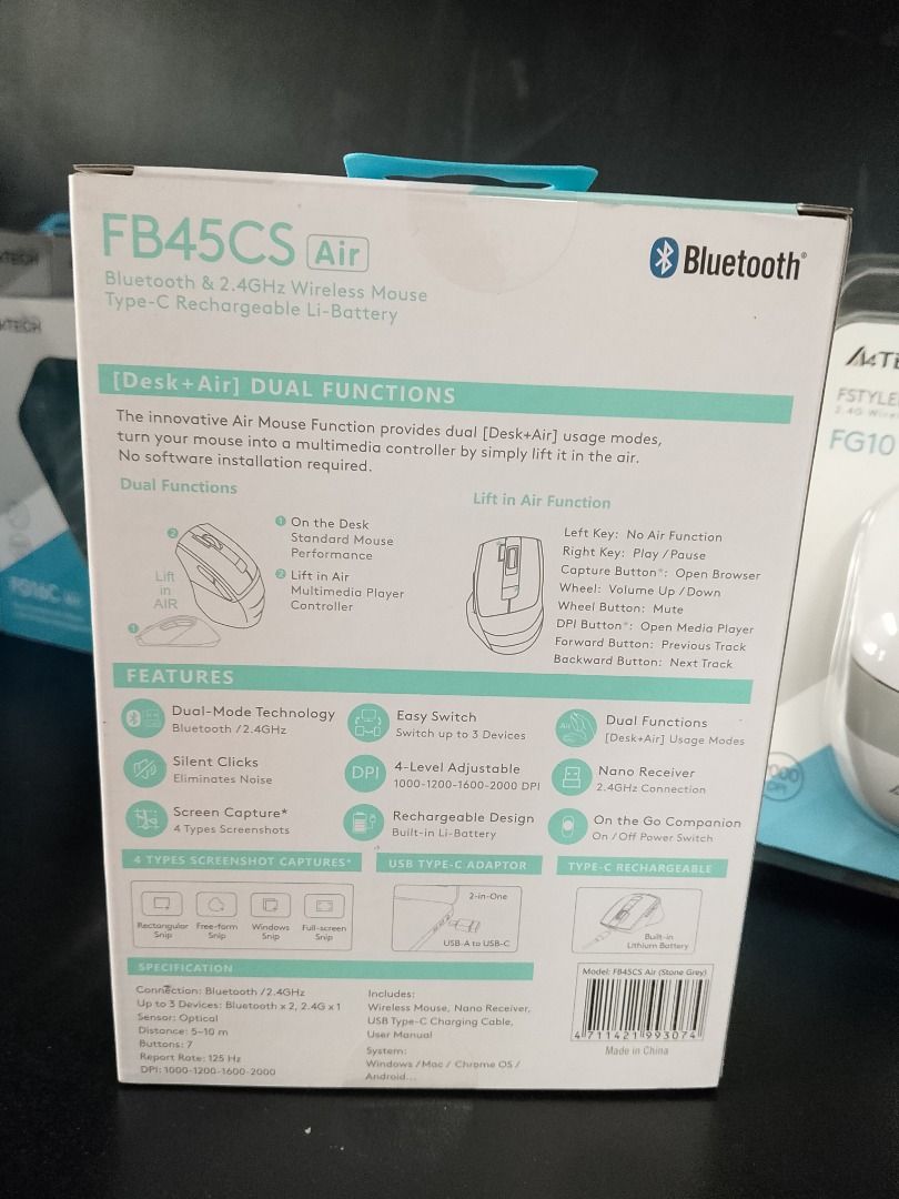A4Tech FB45CS Air2 Fstyler Bluetooth & Wireless Rechargeable Silent Click Mouse Stone Grey (Category: Mouse & Mousepads) located in Pasig City. Submitted by technofuseofficial (Listing ID 1392320871, Image 3). Description: A4Tech FB45CS Air2 Fstyler Bluetooth & Wireless Rechargeable Silent Click Mouse Stone Grey Brand New and Original Items Store Location: 4F Unit 402, 604 Shaw Boulevard, Barangay Kapitolyo, Pasig City Same Day Delivery: - Lalamo
