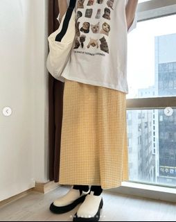 allforone黃色格紋長裙64234489476481110