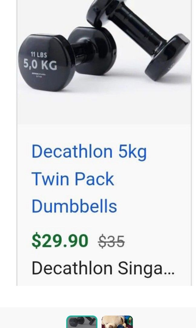Decathlon 5kg/11lbs Dumbbells, Sports Equipment, Exercise