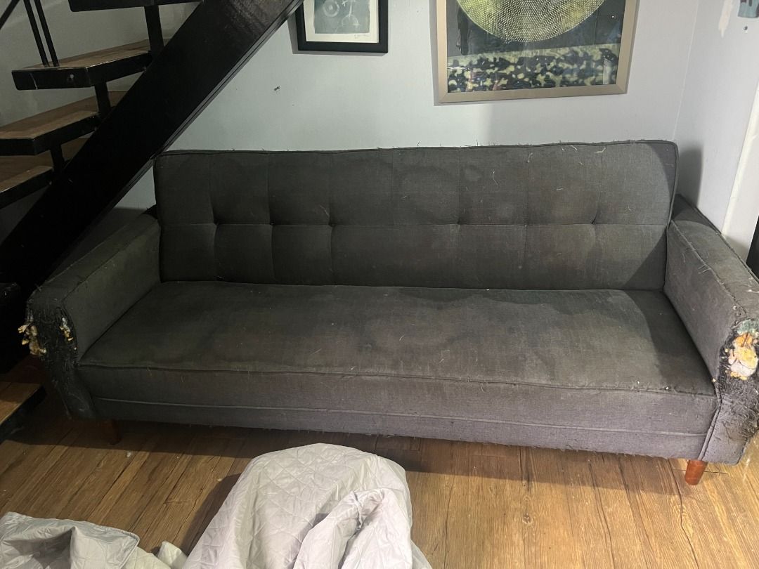 Folding Sofa - Needs Reupholstery (Category: Sofas) located in Makati City. Submitted by harryfozzard (Listing ID 1392398329, Image 1). Description: Attacked by cats and age, this needs to be rephostered. .