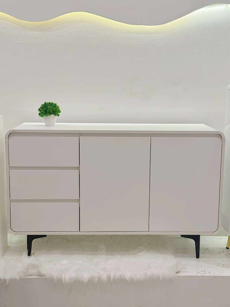 Minimalist Buffet Cabinet / TV Cabinet (Category: TV Consoles) located in Makati City. Submitted by gineth24 (Listing ID 1392392390, Image 1). Description: Brand New 120cm - 10,000 140cm - 12,000 160cm - 12,500 free assemble +Sf, may vary per location Pm for faster transaction.