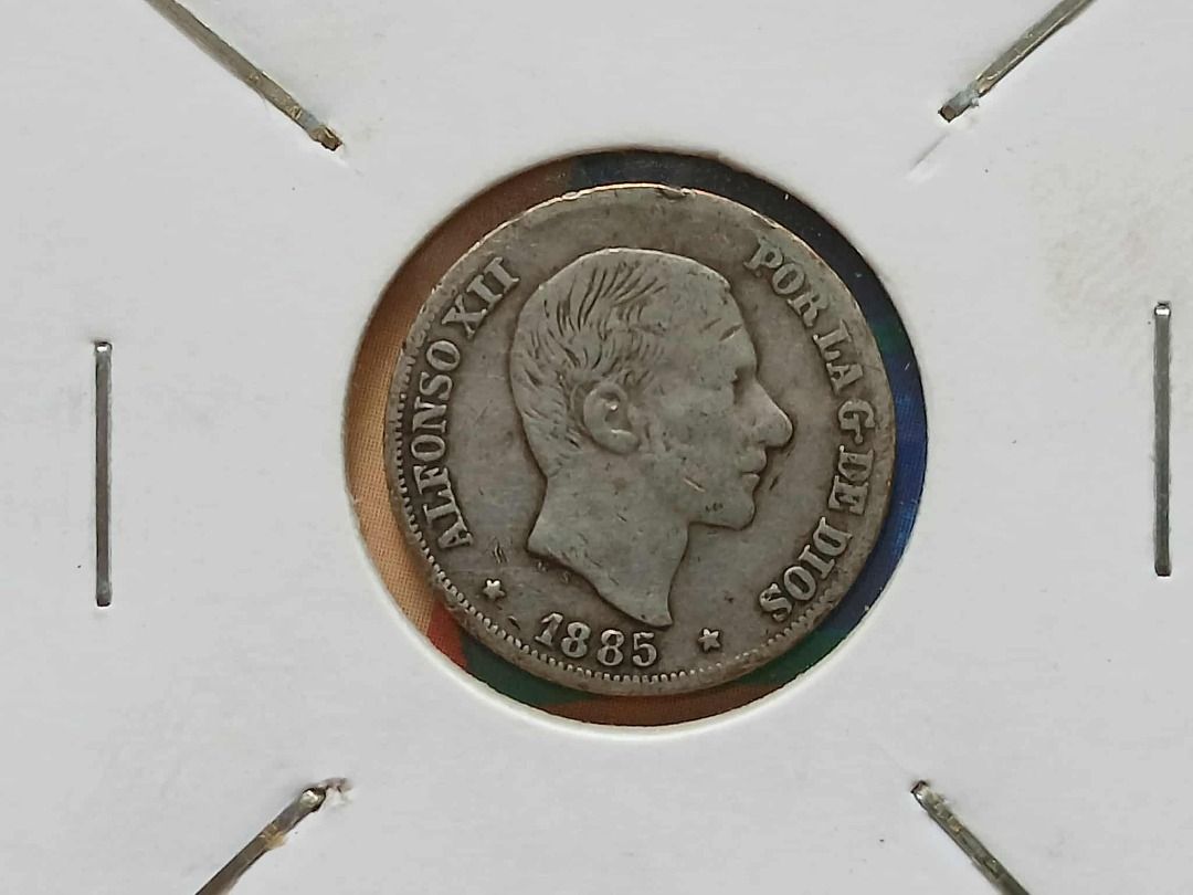 Philippines 10 Cents 1885 Silver Coin (Category: Currency) located in Quezon City. Submitted by allaboutcollectibles (Listing ID 1392306345, Image 1). Description: What you see is what you get. Composition: Silver (.835) Weight: 2.5 g Diameter: 18 mm This coin is guaranted genuine, thank you for visiting my store. .