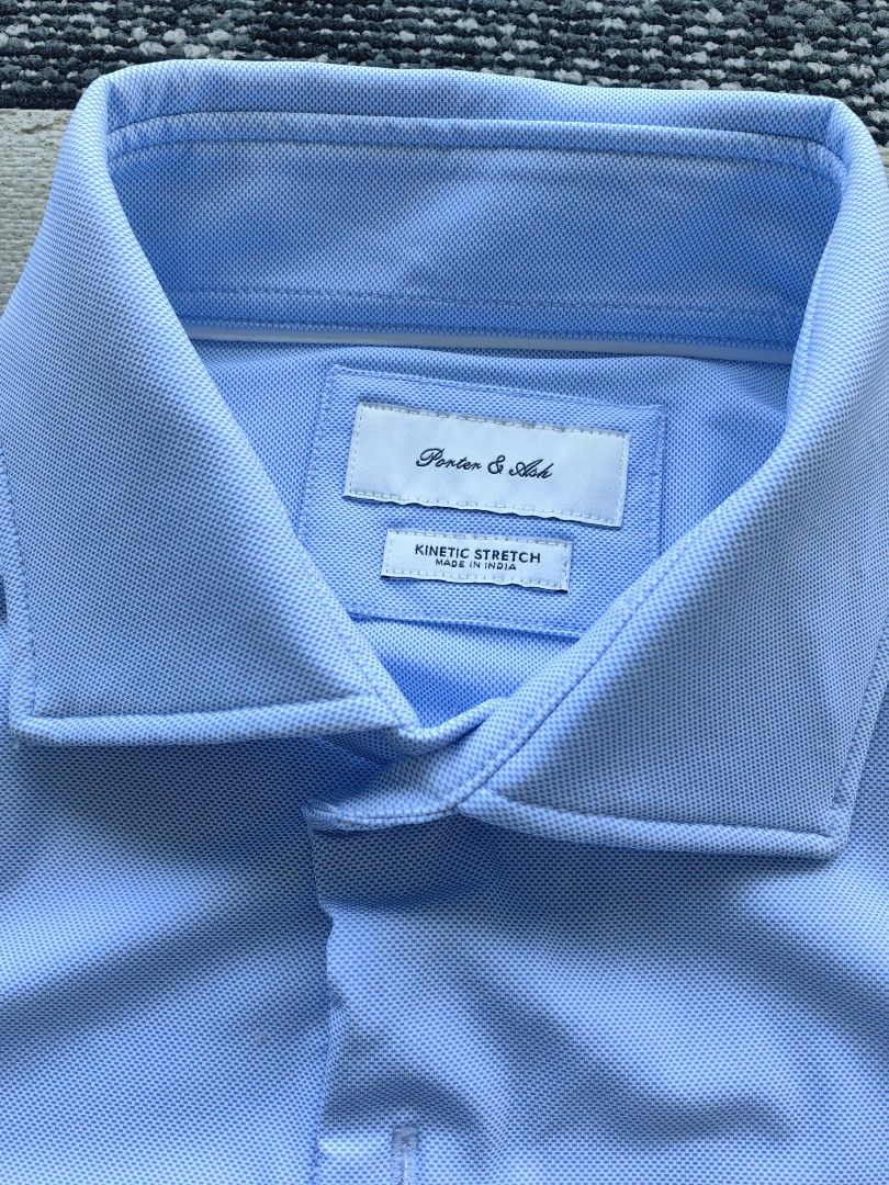 porter and ash kinetic stretch dress shirt Porter & Ash Shirt Mens Large Black White Kinetic Stretch Short Sleeve