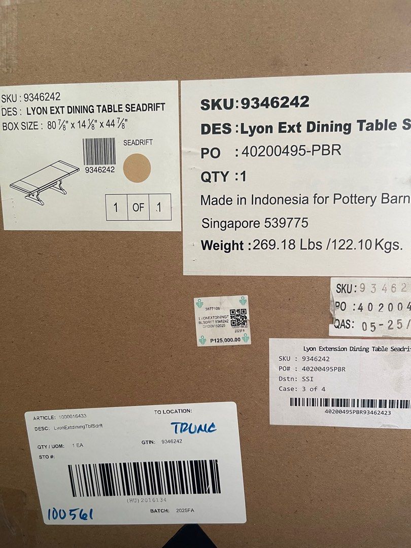 Pottery Barn Extendable Table 76-112 in (Category: Tables & Sets) located in Quezon City. Submitted by den0310 (Listing ID 1392375203, Image 1). Description: Pottery Barn Lyon extendable dining table Brand new, still in box RFS: change of plans Pick up in Alabang .