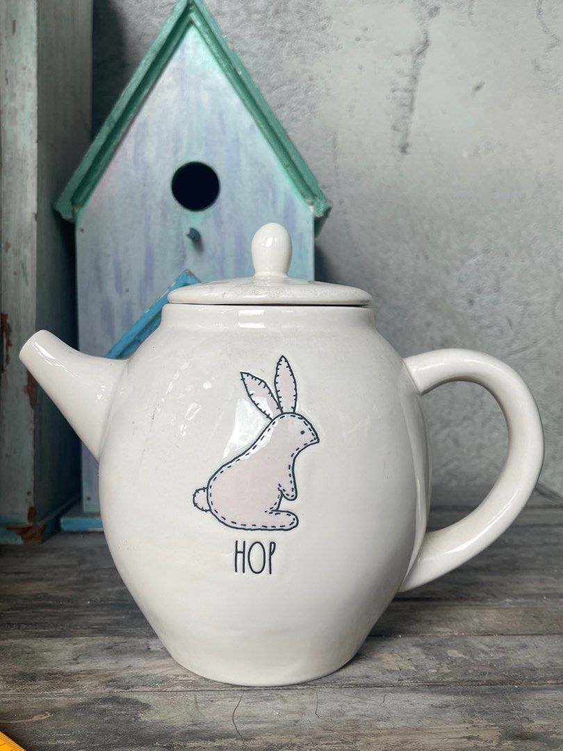 Rae Dunn Bunny Hop Teapot (Category: Food Organization & Storage) located in San Fernando. Submitted by sugar_1005 (Listing ID 1392380568, Image 1). Description: Unused but natambak for so long~ •Needs Cleaning •Please manage your expectations, some may have "hairline" cracks but not TOTALLY cracked.