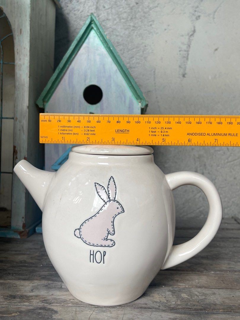 Rae Dunn Bunny Hop Teapot (Category: Food Organization & Storage) located in San Fernando. Submitted by sugar_1005 (Listing ID 1392380568, Image 3). Description: Unused but natambak for so long~ •Needs Cleaning •Please manage your expectations, some may have "hairline" cracks but not TOTALLY cracked.