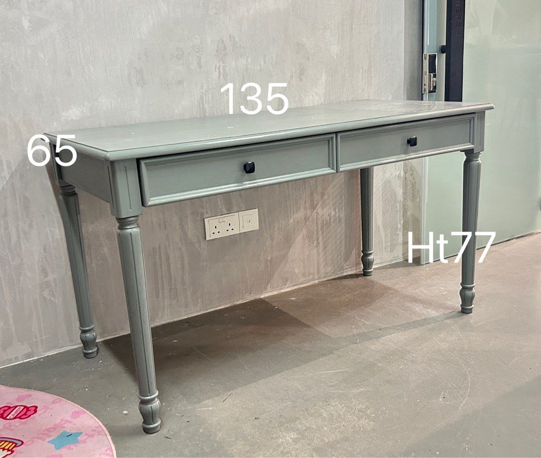 Study Table (Category: Tables & Sets) located in Singapore. Submitted by floraing (Listing ID 1392341227, Image 1). Description: Solid timber study / dressing table with dimension: L135mm x W65mm x Ht77mm.