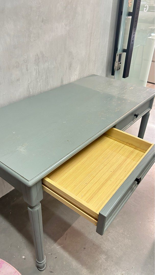 Study Table (Category: Tables & Sets) located in Singapore. Submitted by floraing (Listing ID 1392341227, Image 3). Description: Solid timber study / dressing table with dimension: L135mm x W65mm x Ht77mm.