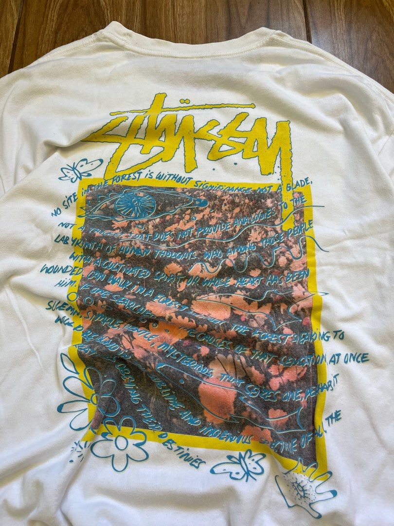 Stussy Super Bloom Tee (Category: Tshirts & Polo Shirts ) located in Manila. Submitted by codearchivez (Listing ID 1392394153, Image 2). Description: Stussy Super Bloom Tshirt 🪷 Rare Design XL 2 pinholes.