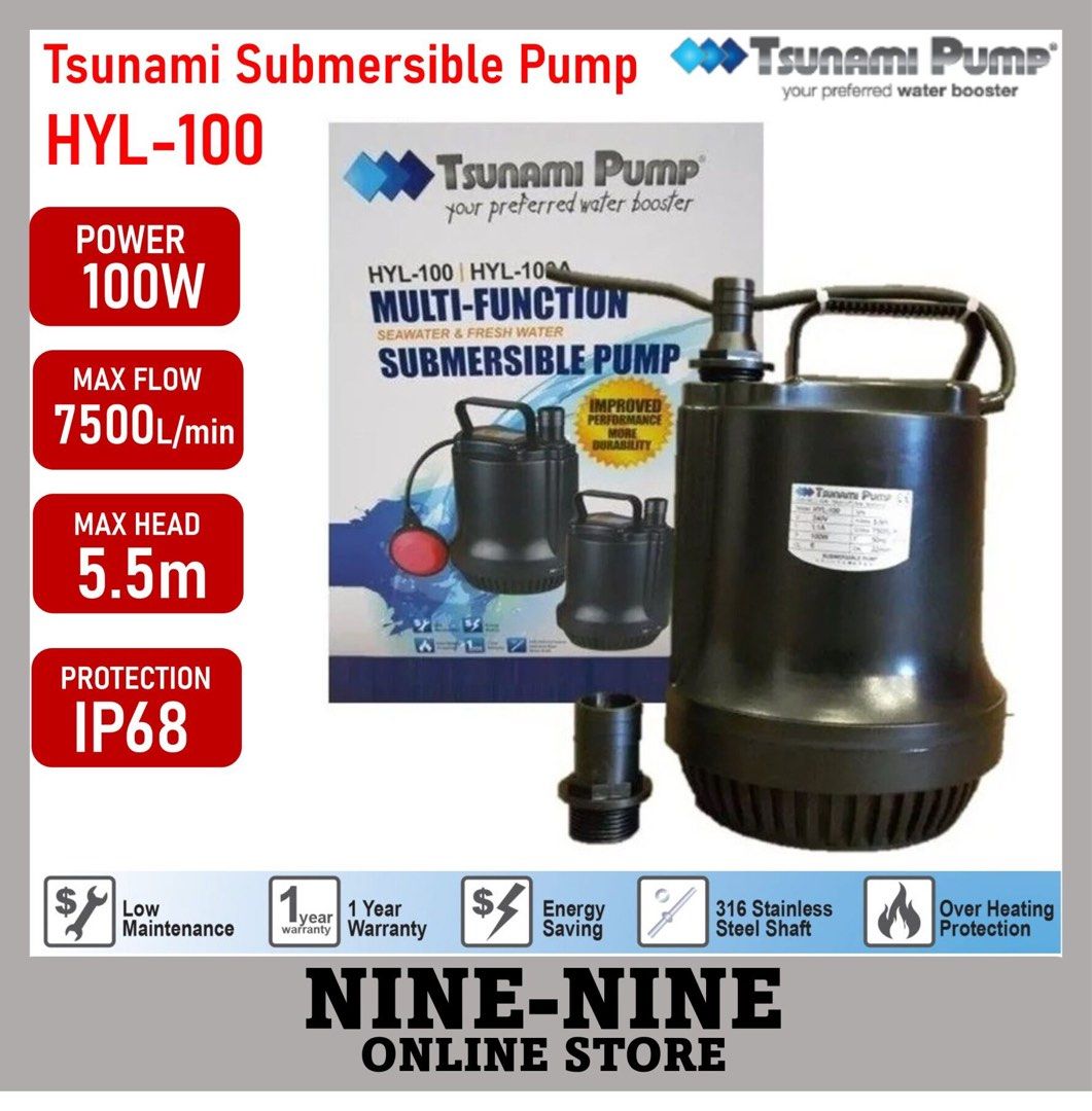 Tsunami Pump Multi-Function Submersible Pump (Category: Home Improvement Tools & Accessories) located in Petaling Jaya. Submitted by prettydestruction.co (Listing ID 1392376573, Image 1). Description: brand new, haven’t used yet.