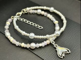 Double Layer Pearl Beaded Bracelet / Chain with Mermaid Tail Pendant64230510424193110