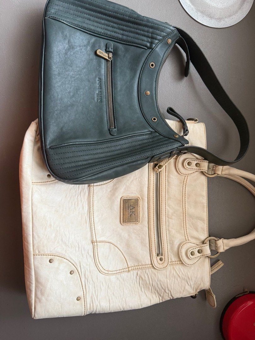 Anne Klein Medium Hobo and Creamy white Large Size Shoulder bag (Category: Shoulder Bags) located in Mercedes. Submitted by ddshoping238309 (Listing ID 1392495310, Image 1). Description: Get these 2 Anne Klein New York Leather bags free shipping (3 pounder pouch only ) Dark green medium hobo bag creamy White large No sling for the Creamy white bag Good used condition Malinis labas and loob. Normal signs of use Norma Wear and scratches at base of 