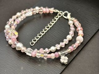 DIY Pink Glass Beaded Bracelet / Chain / Bangle Gift for Self-Use64230510360834110