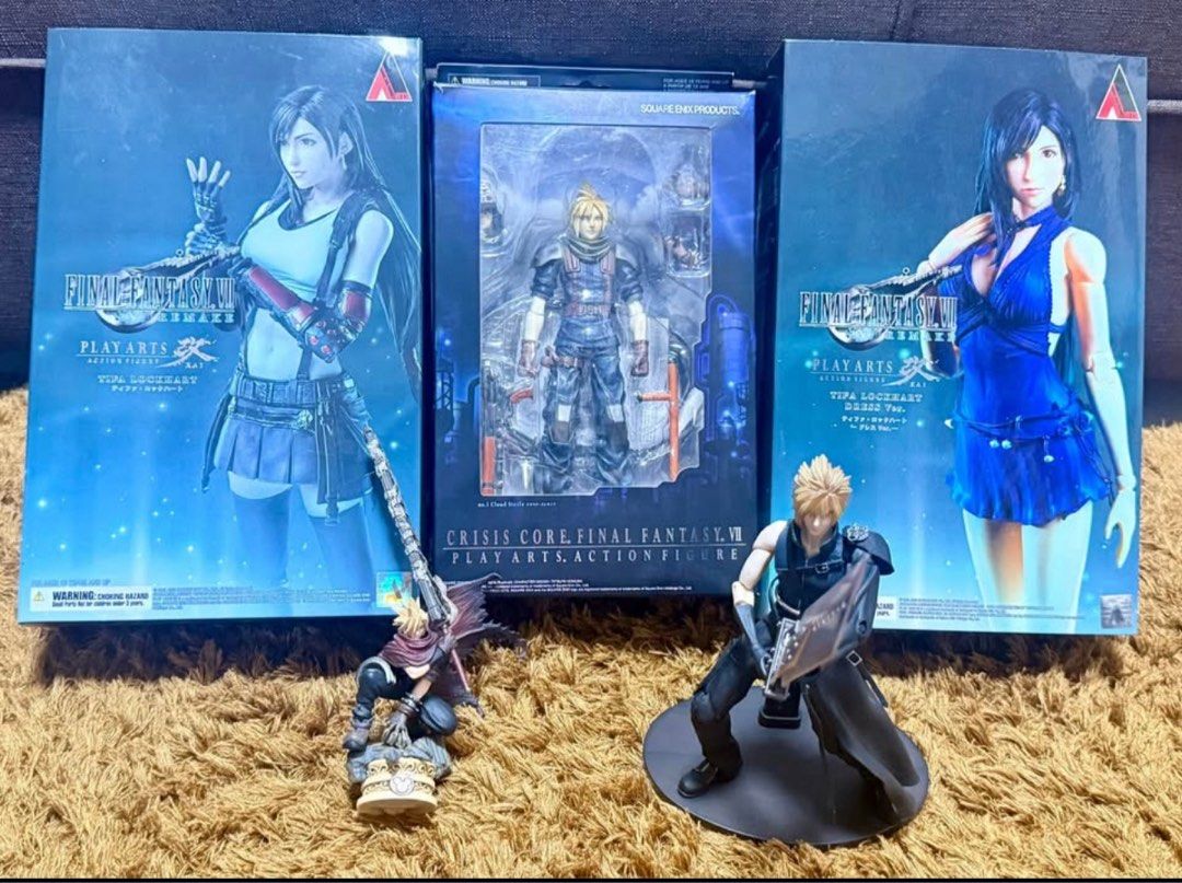 Final Fantasy Games and Figures (Category: PlayStation) located in General Trias. Submitted by miggys_booth (Listing ID 1392552735, Image 1). Description: - (MISB) Final Fantasy 7 Play Arts Kai Tifa Lockhart: 7495 - (BIB) Final Fantasy 7 Play Arts Kai Tifa Dress Version: 5995 - (BIB) PLAY ARTS Cloud Strife FINAL FANTASYVII CRISIS CORE Action Figure: 3495 - (Loose) Final Fantasy VII Advent Children Cloud Play Arts Kai Figure: 2795 - (Loose) Disney