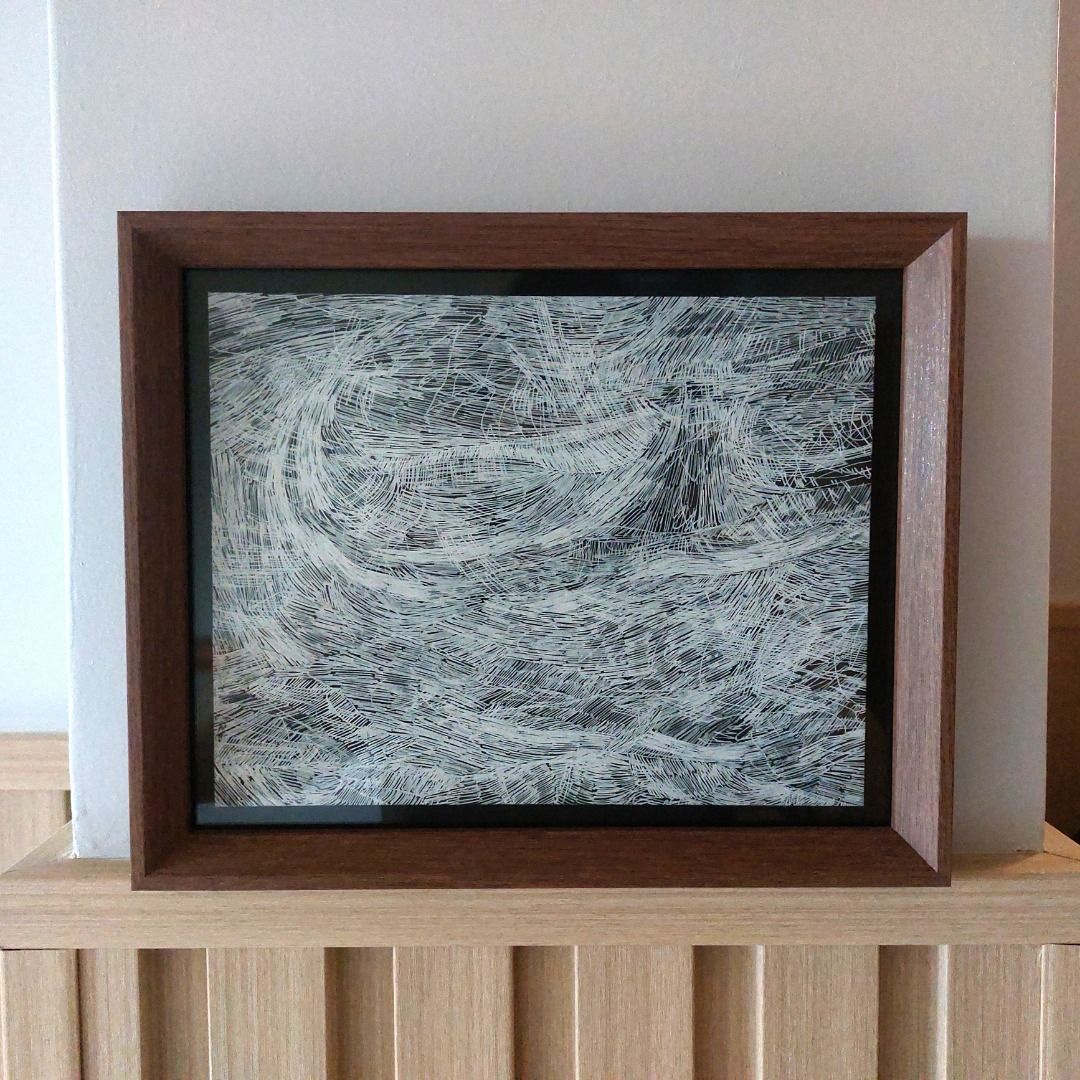 Framed art / contemporary (Category: Art & Prints) located in Baguio. Submitted by kaipldn (Listing ID 1392525897, Image 1). Description: Title: Quadrant I Size: 9"x7" Year: 2021 Medium: Acrylic on Board Frame size: 11"x9" (available) Frame color: Dark oak Artist: Kai Piluden With certificate of authenticity.