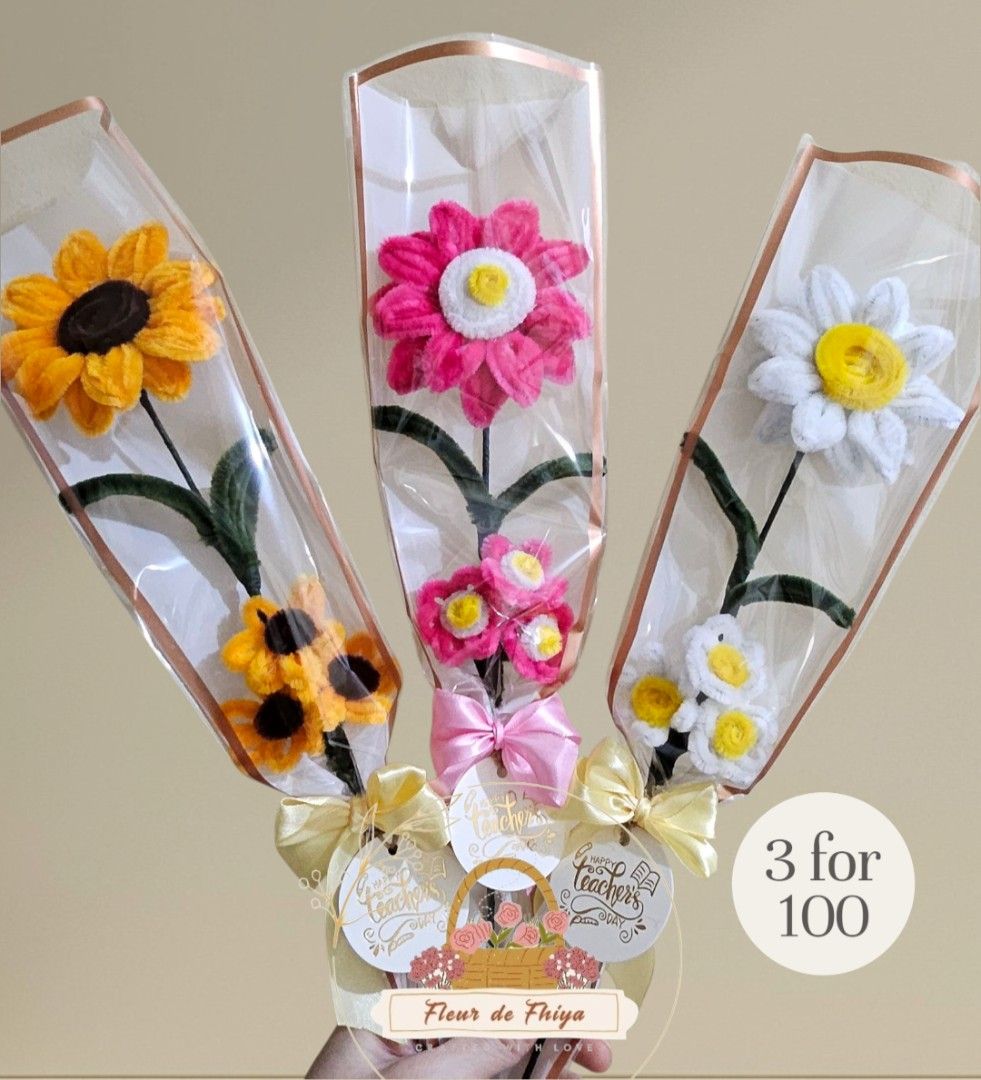 Fuzzy flower 3 for 100 (Category: Flowers & Bouquets) located in Las Pinas. Submitted by littlefiyas (Listing ID 1392629941, Image 1). Description: Crafted with love. perfect for teachers' day and any other occasions. deliver via lalamove or grab.