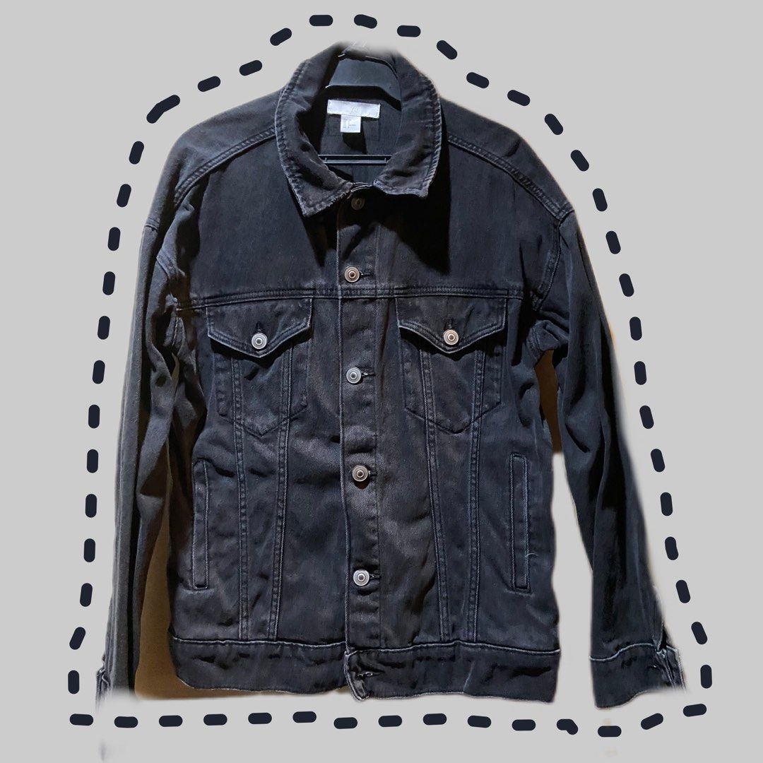 L | H&M Black Denim Jacket (Category: Coats, Jackets and Outerwear) located in Apalit. Submitted by cdabs01 (Listing ID 1392564243, Image 1). Description: LP: Can do ₱320 + lsf if payo Color: Black Denim Remarks: - fits L to XL frames (unisex) - no issues, stored in closet.