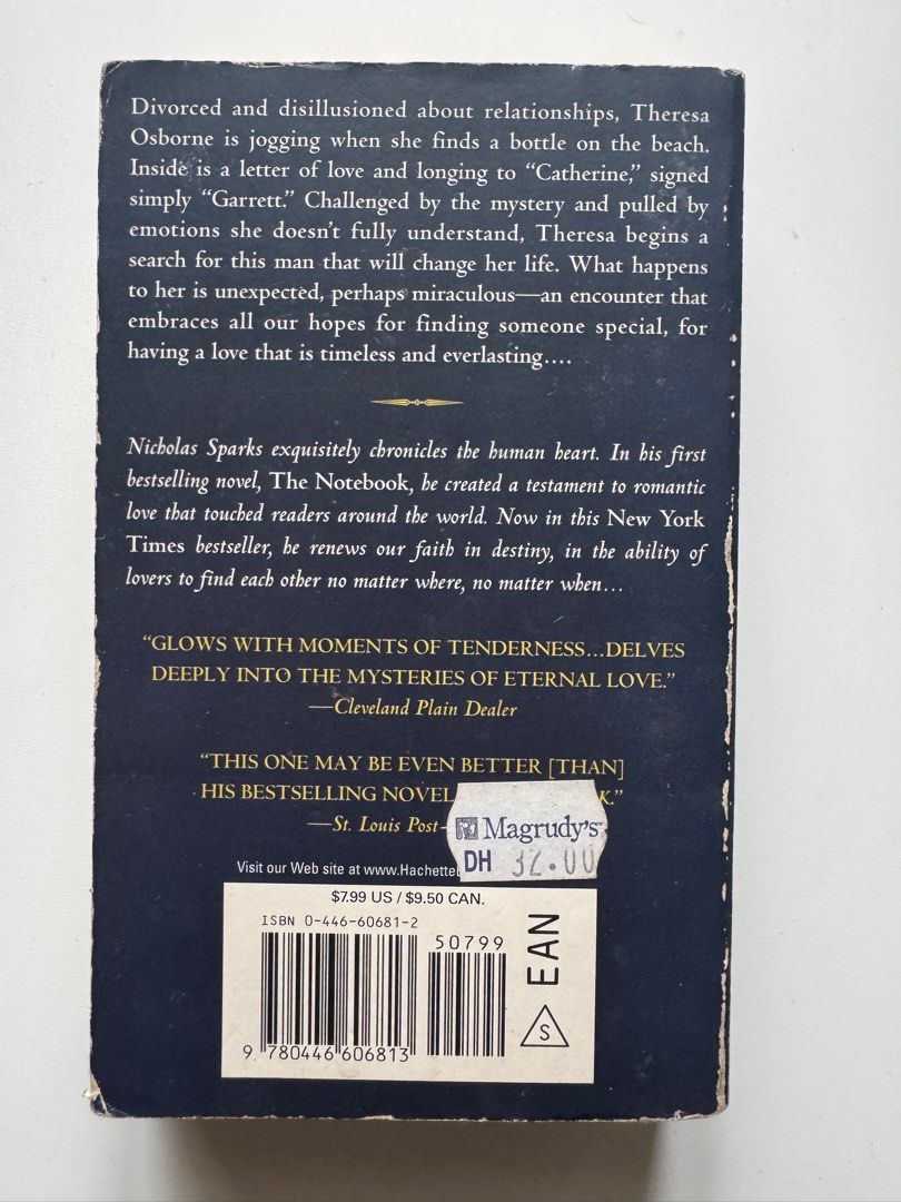 Message in a Bottle by Nicholas Sparks (Category: Storybooks) located in Quezon City. Submitted by roripreloved (Listing ID 1392525949, Image 2). Description: .