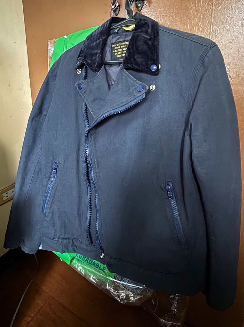 Original Schott New York Casual Jacket (Category: Coats, Jackets and Outerwear) located in Caloocan City. Submitted by gvv013 (Listing ID 1392523387, Image 1). Description: Original Schott NY Casual Jacket Dimensions in inches: W:21, L:25, Shoulder: 19 Medium size Double-breasted /collar style Cotton fabric with inner lining Price is negotiable Bought abroad used sparingly .