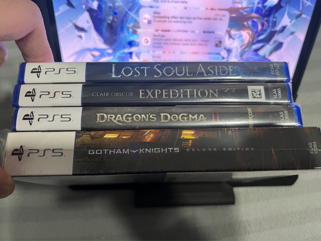 PS5 games (Category: PlayStation) located in San Fernando. Submitted by ralphmango (Listing ID 1392562450, Image 2). Description: For sale only Please Read: PS5 games -Lost Soul Aside -2300 (Sealed) ✅ -Clair Obscur Expedition 33 -2300 (Sealed) ❌ SOLD -Dragons Dogma 2 R3 -1200 (Used code) ❌ SOLD -Gotham Knights DLX ed. with Artbook R3- 1400❌(Used code) SOLD For more info or pics PM me on FB or contact me at 09157884291. Meetups only in Pampanga Ca